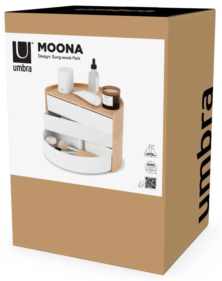 Organizator de baie în culoare naturală rotativ Moona – Umbra