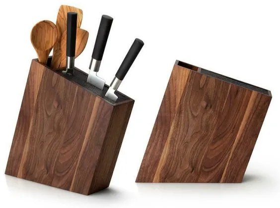 Suport de cuțite cu inserție flexibilă și compartiment 31x8x24,5 cm nuc Continenta C4251