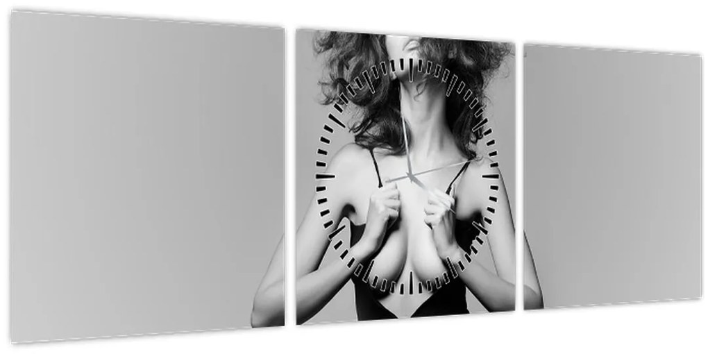 Tablou - Femeia în negru (cu ceas) (90x30 cm)