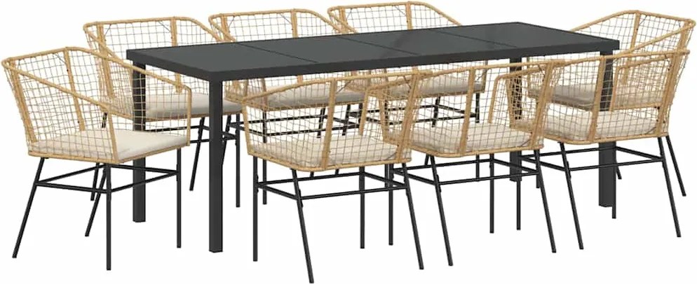 vidaXL Set de masă pentru grădină 9 pcs Maro poliratan