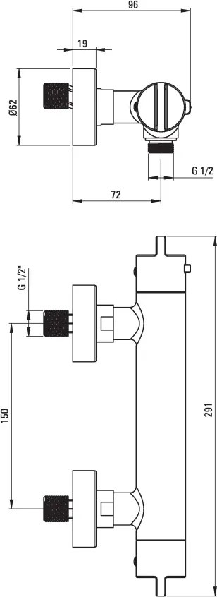 Therm Baterie pentru duș, cu termostat Finisaj: Bronz periat BCH_C4BT