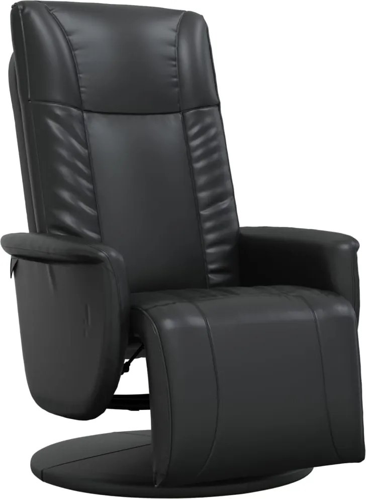vidaXL Fotoliu rabatabil cu suport de picioare, negru, piele ecologică