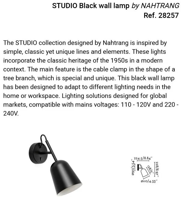 Aplica de perete design modern Studio negru