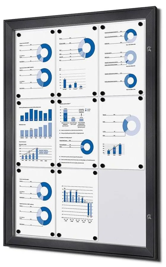Vitrină interioară de informații cu încuietoare 9 x A4, antracit