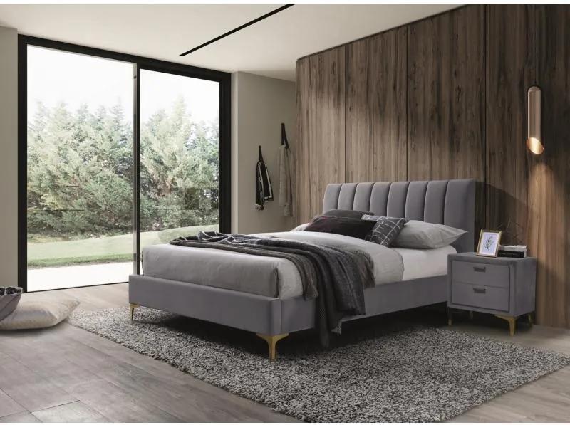 Pat dormitor catifea gri 160x200cm Mirage Velvet Grey | PRIMERA COLLECTION