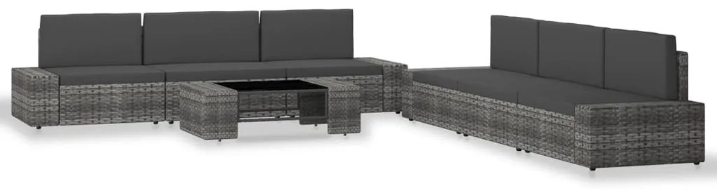 vidaXL Set mobilier de grădină, 7 piese, gri, poliratan