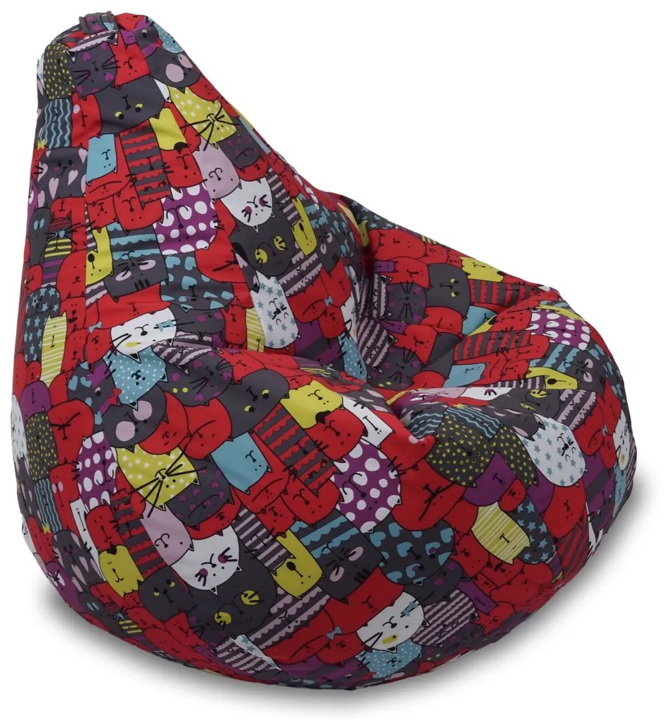 Fotoliu puf copii, Nirvana Light Pufrelax, Material Impermeabil, imprimeu cu pisici - Cattitude