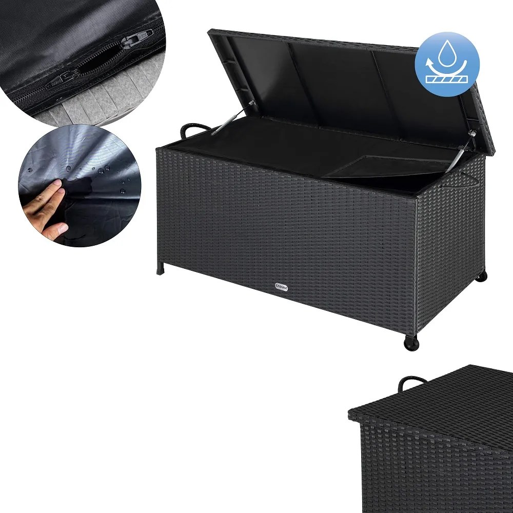 Ladă de depozitare din poliratan RICCO, 122x56x61cm, negru Casaria