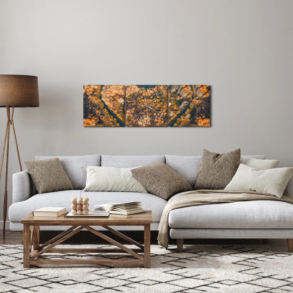 Tablou - Râu în formă de inimă (cu ceas) (90x30 cm)