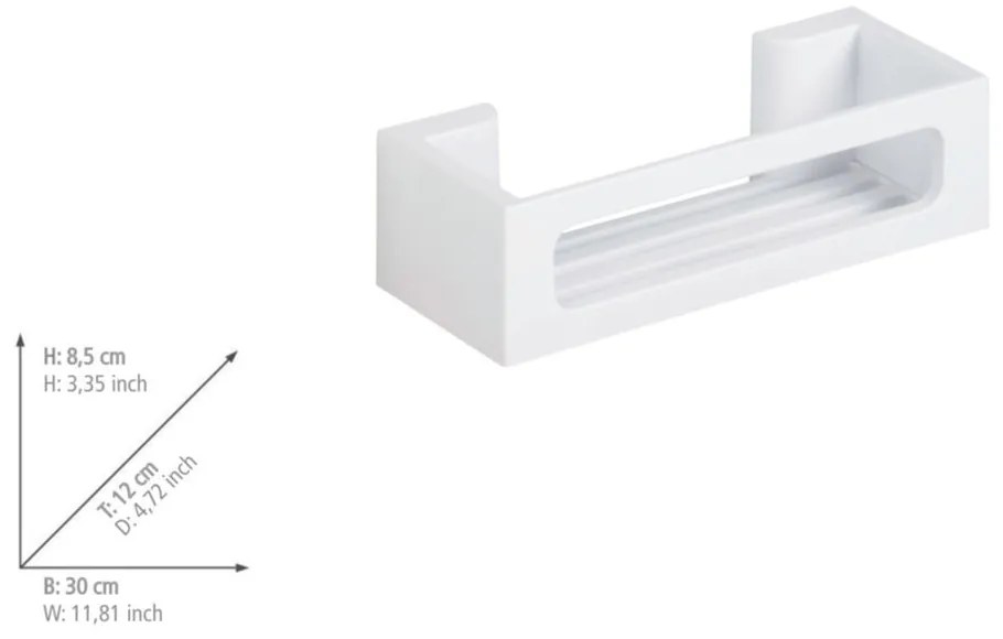 Raft pentru baie alb mat autoadeziv cu Turbo-Loc din plastic Bralia – Wenko