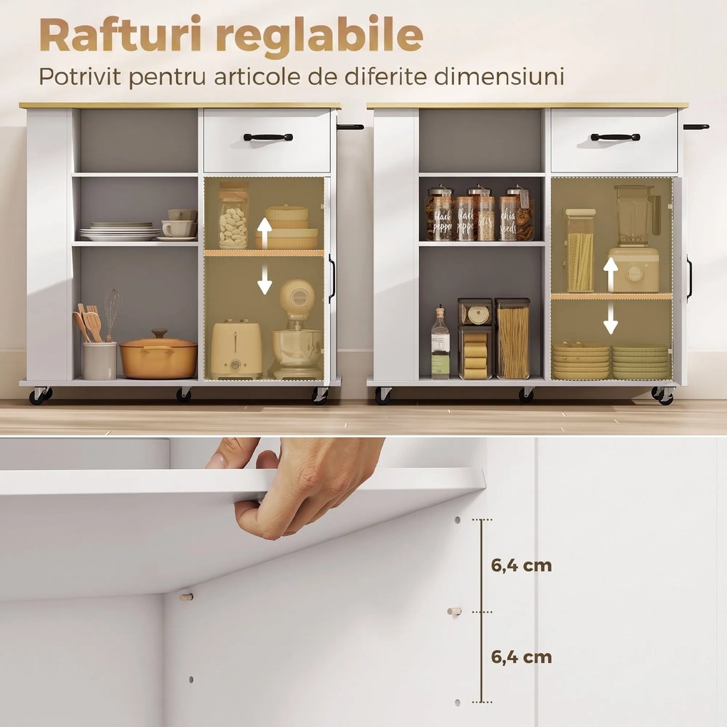 HOMCOM Cărucior mobil multifuncțional pentru depozitare | Aosom Romania
