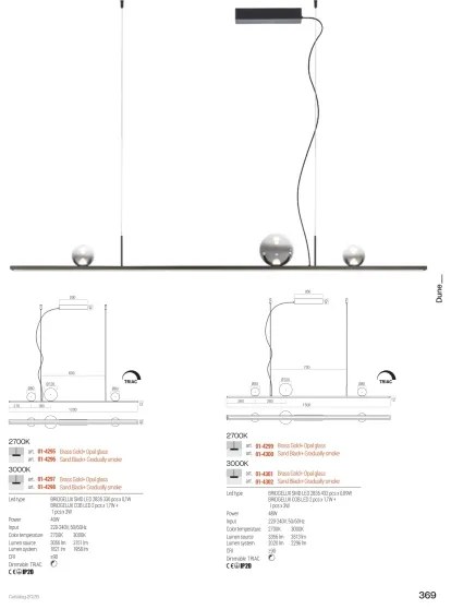 Redo 01-4301 - Lustră DUNE LED reglabilă pe cablu, 48W/230V, finisaj auriu