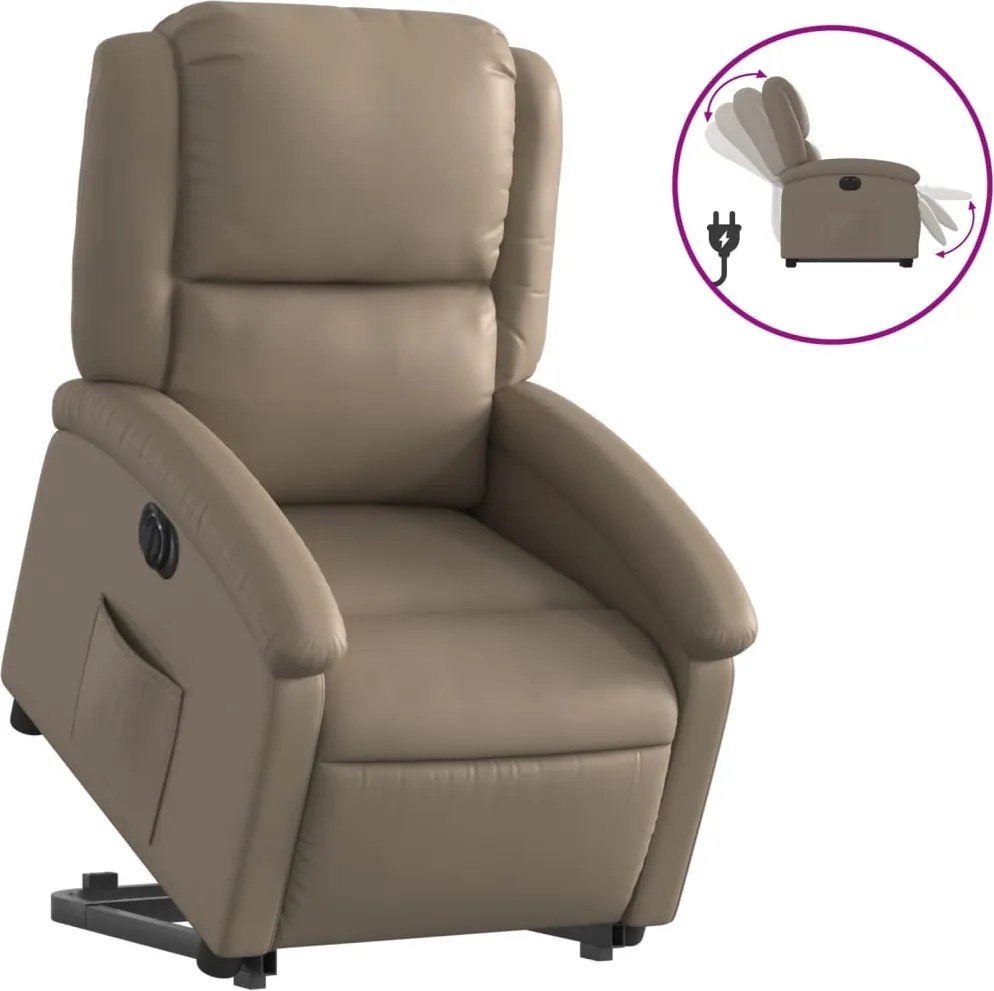 vidaXL Fotoliu rabatabil electric cu ridicare, cappuccino