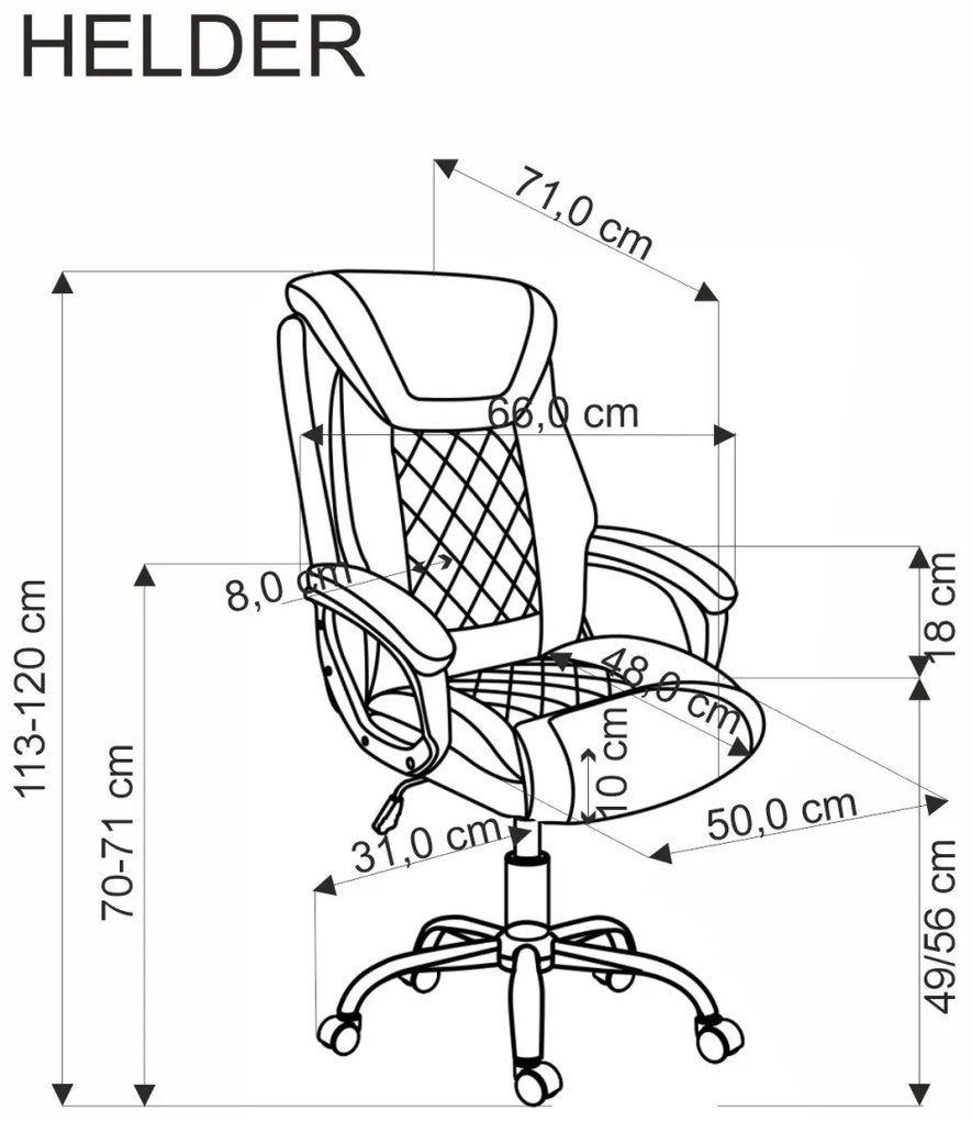 Scaun de birou Helder piele ecologica negru H120 cm