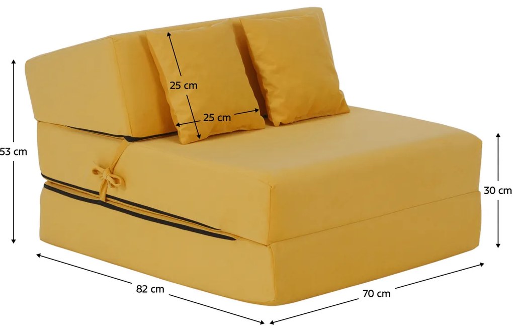 Scaun pliant/saltea PELOS, galben