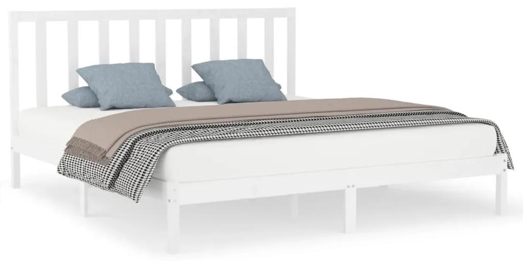 3106789 vidaXL Cadru de pat, alb, 200x200 cm, lemn masiv