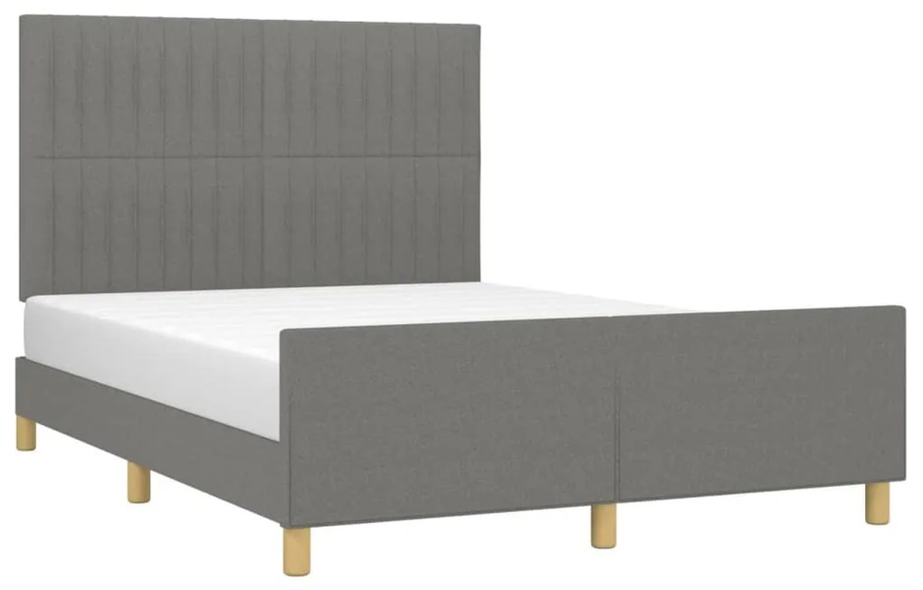 Cadru de pat cu tablie, gri inchis, 140x200 cm, textil Morke gra, 140 x 200 cm, Benzi verticale