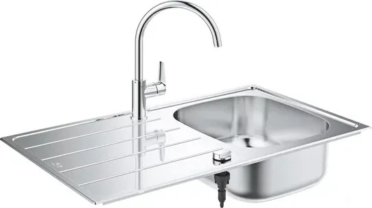 Set chiuveta inox Grohe K200 45 cm 1 cuva cu picurator si baterie