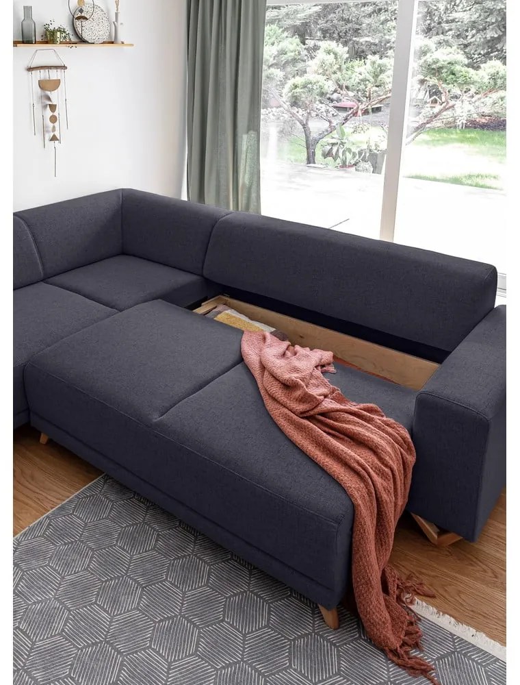 Colțar gri antracit extensibil/cu spațiu de depozitare (cu colț pe partea stângă/în formă de ”L”) Classy Sophie – Miuform