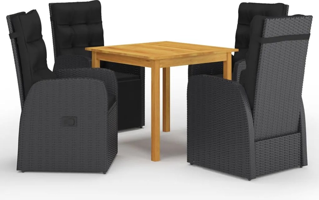 vidaXL Set de masă pentru grădină, 5 piese, negru