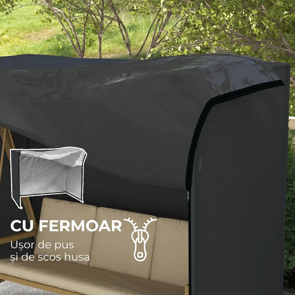 Outsunny Husă Protectoare pentru Balansoar de Grădină 3 Locuri, Rezistentă la Apă/Vânt/UV, 420D Oxford, Gri | Aosom Romania