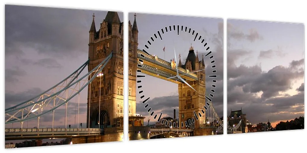Tablou - Tower Bridge la noapte (cu ceas) (90x30 cm)