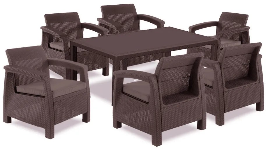 Set de mobilier de grădină Corfu Relax duo cu masă Melody maro