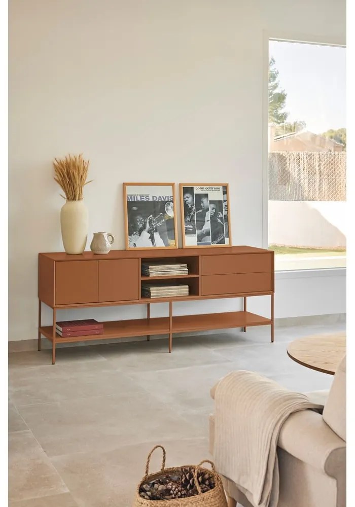 Comodă TV neagră 175x74x45 cm Platt – Teulat