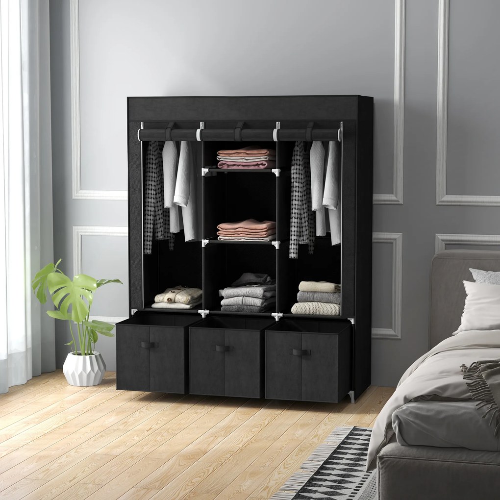 Homcom sifonier Pliabil Textil – Cu Rafturi & Sertare, Ideal pentru Spatii Mici | Aosom Romania
