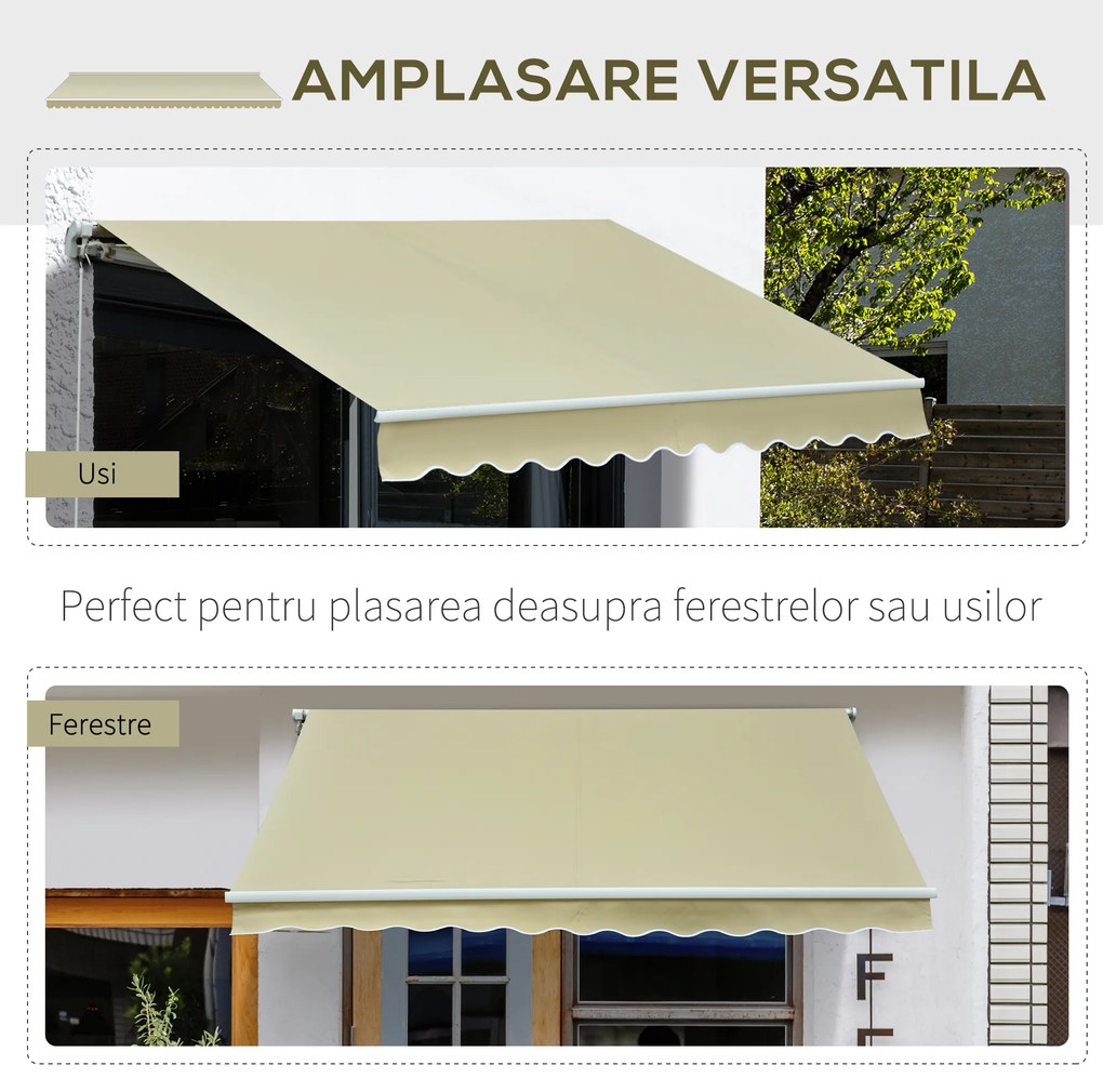 Outsunny copertina pentru soare, cu manivela, 295 x 250 cm | AOSOM RO