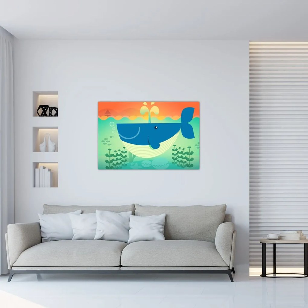 Tablou - Balenă veselă în mare (90x60 cm)