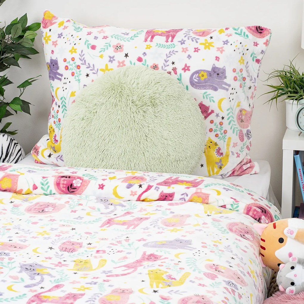 Lenjerie de pat din microflanel 4Home PlayfulPaws, 140 x 220 cm, 70 x 90 cm