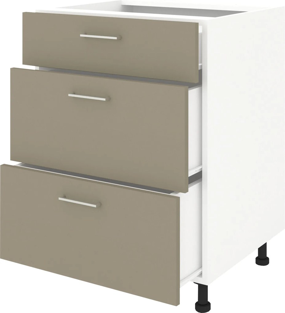 Corp Baza Lecce, 3 Sertare, Taupe/Alb, 60 x 50 x 80 cm