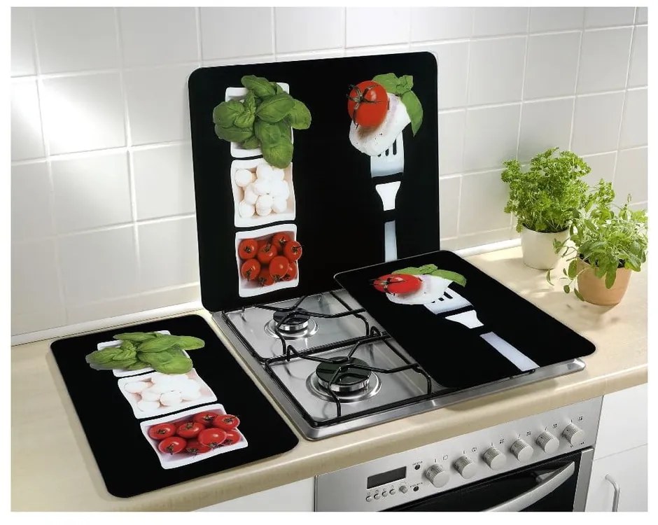 Set 2 protecții din sticlă pentru aragaz Wenko Caprese, 52 x 30 cm