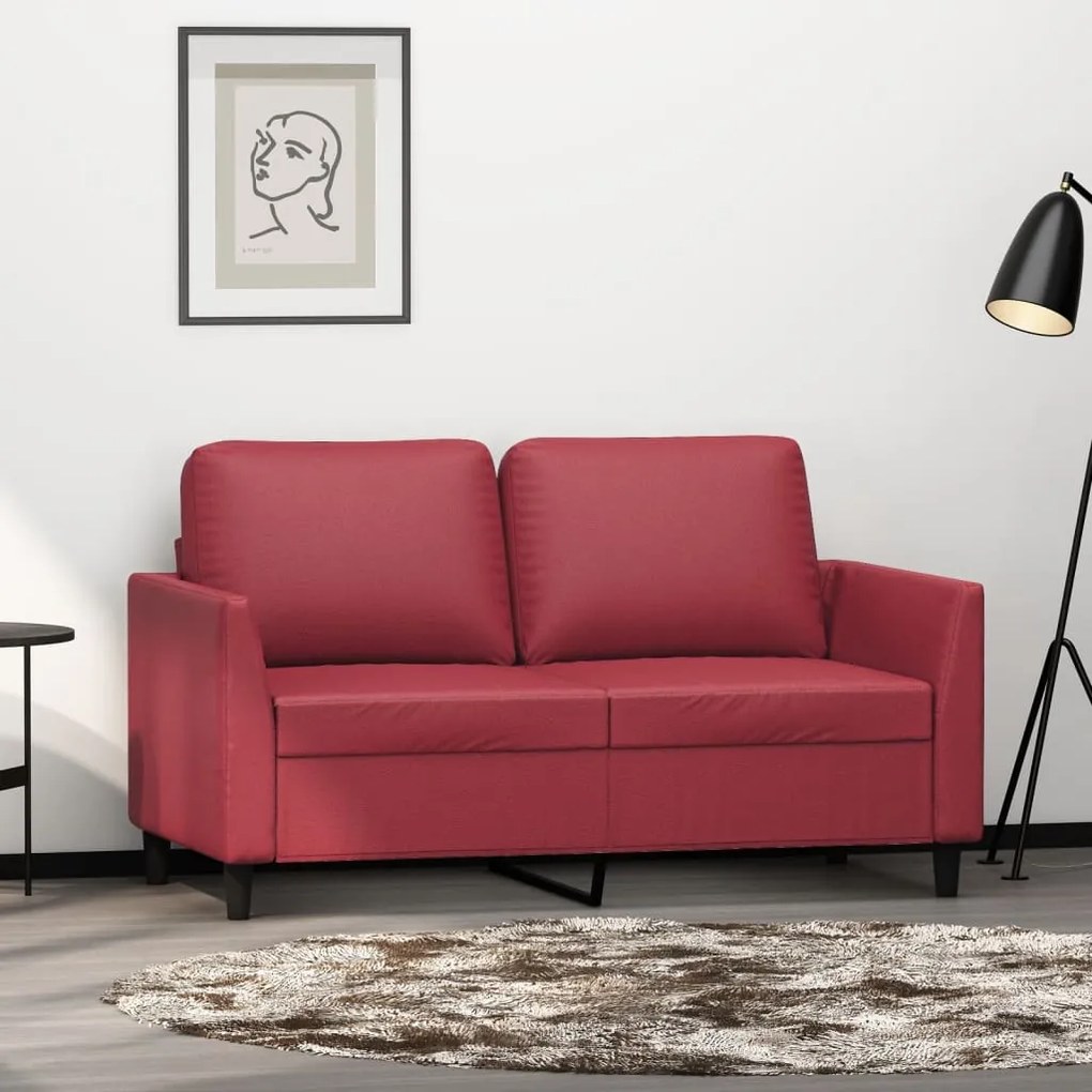 vidaXL Canapea cu 2 locuri, roșu vin, 120 cm, material textil