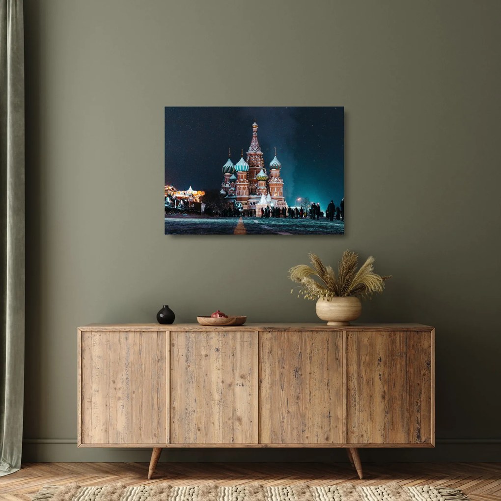 Tablou pe sticlă construcției din Rusia (70x50 cm)