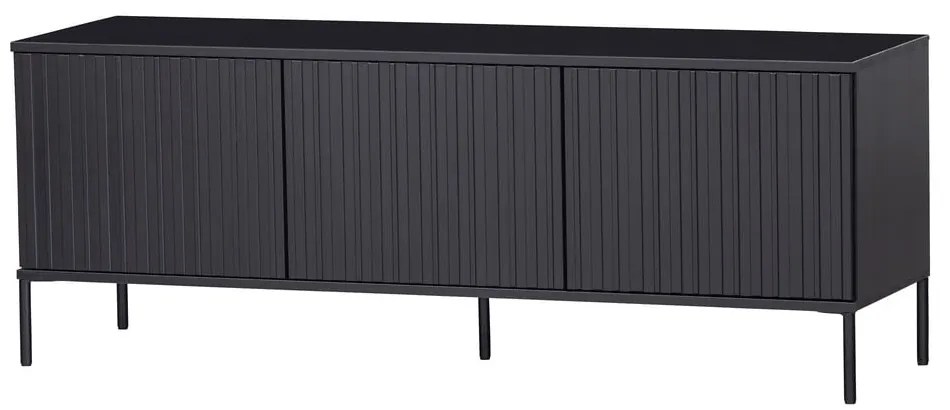 Comodă TV neagră din lemn de pin 150x56x44 cm Gravure – WOOOD