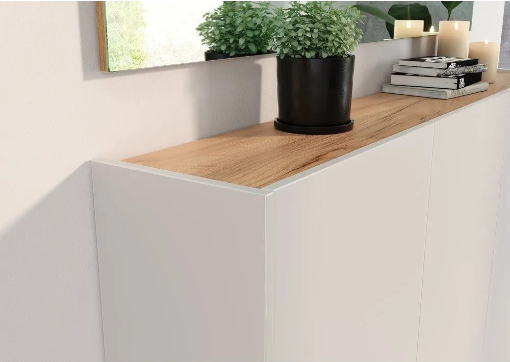 Dulap crem cu aspect de lemn de stejar 138x87x25 cm Libbiano – Germania