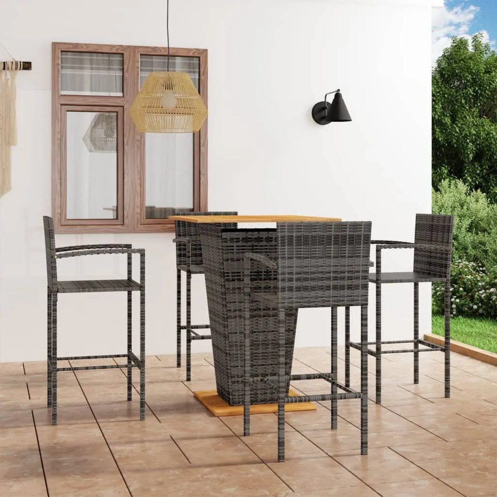 3064871 vidaXL Set mobilier bar de grădină, 5 piese, gri