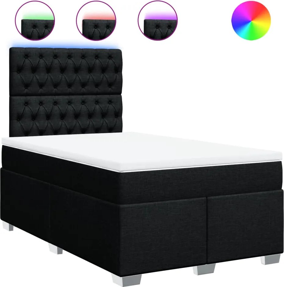 vidaXL Pat box spring cu saltea, negru, 120x190 cm, catifea