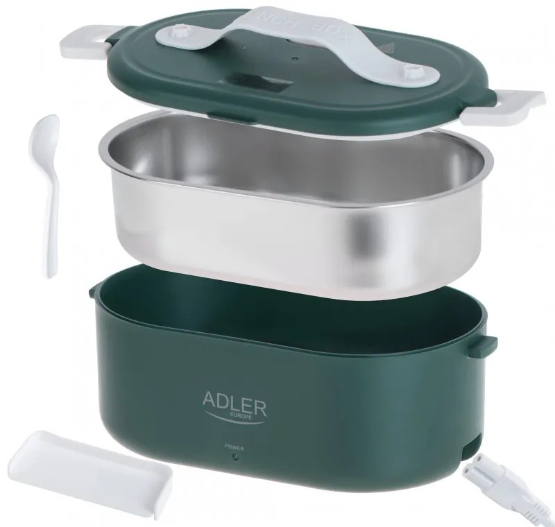 Cutie alimentara electrica Adler AD 4522, 45W, 0.8 L, Pana la 70°C, Recipient din otel inoxidabil, Geanta termica, Verde