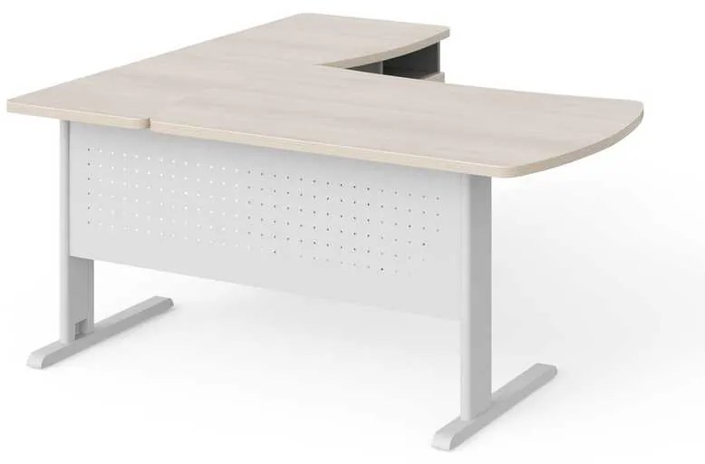 Statie de lucru de colt Manager 160 x 160 cm, dreapta, salcâm deschis / gri