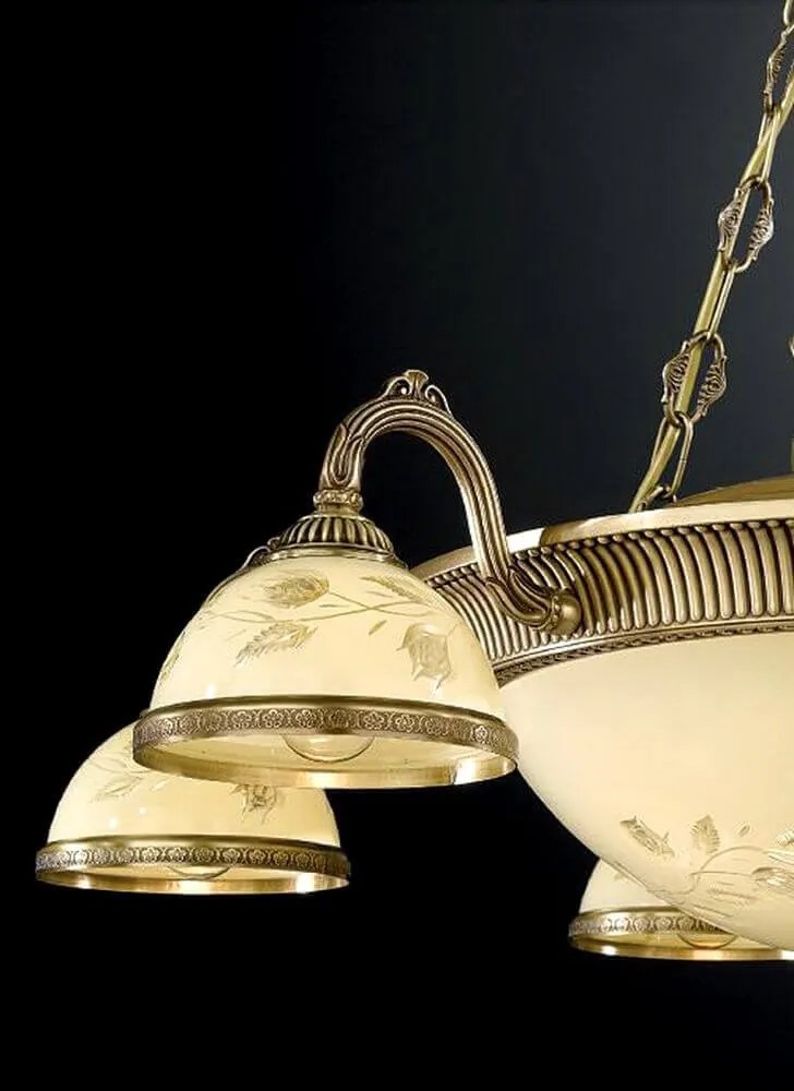 Candelabru cu 6 brate din alama cu sticla decorata design italian 6208
