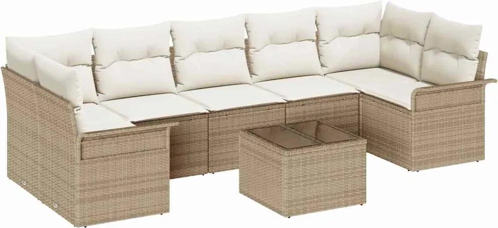 vidaXL Set de canapele pentru grădină 8 pcs Bej și crem poliratan