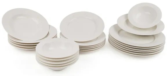 Set de masă, 24 de piese, alb, porțelan
