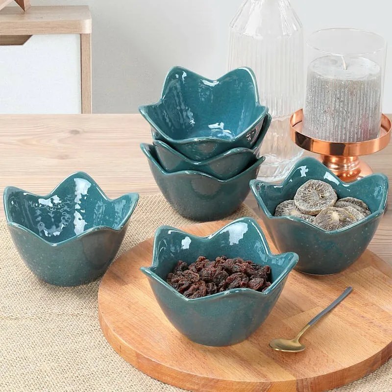 Set de 6 boluri ceramice Lotus 11,8 cm, turcoaz