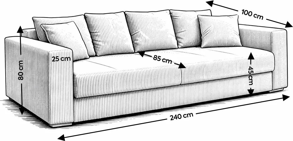 Canapea extensibilă dumonde cu ladă de depozitare si sezut confortabil din spuma high-density, Gloria Enjoy Camel 240x100 cm