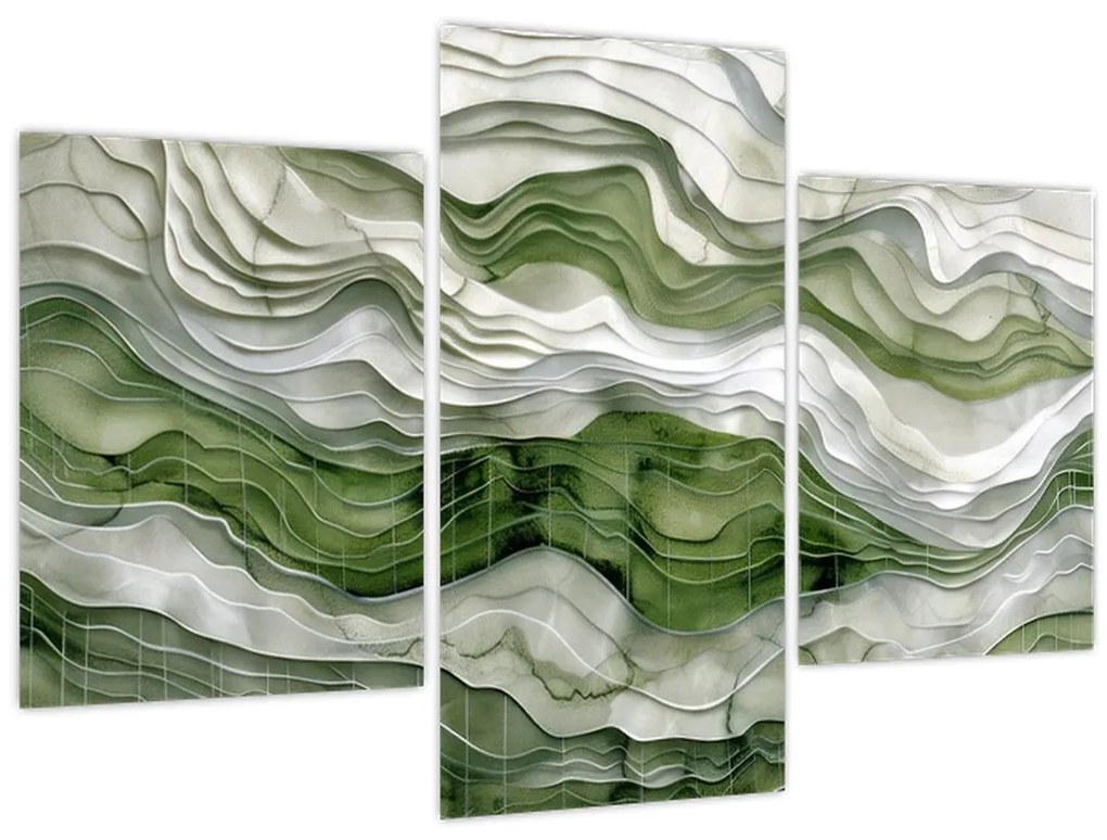 Tablou - Undele verzi și albe (90x60 cm)