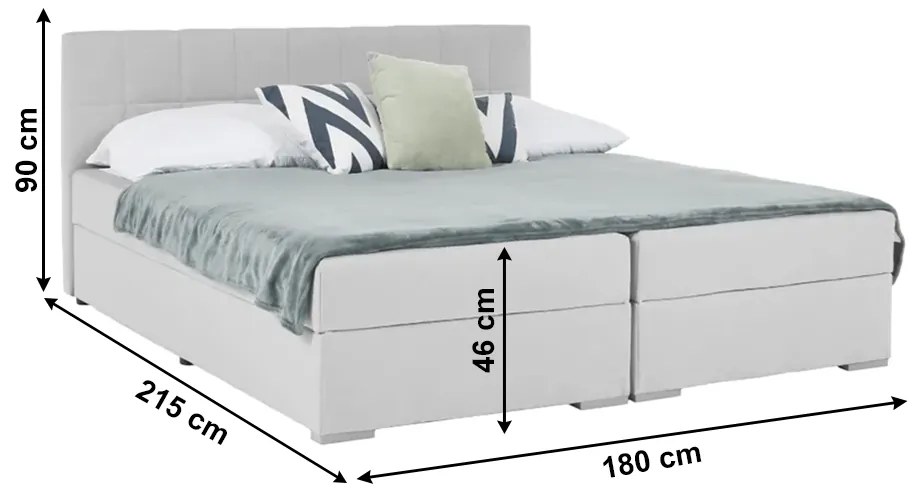 Pat tip BOXSPRING 180x200, gri deschis, FERATA KOMFORT