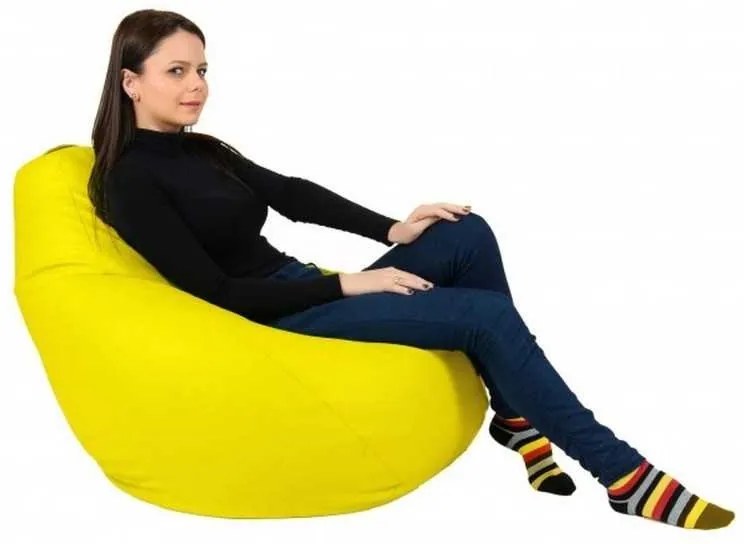 Fotoliu Nirvana Hobbit Pufrelax, Material Piele ecologica - Galben